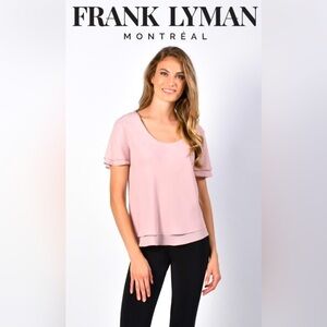 NWT Frank Lyman Design Layered woven top dark blush Style# 216329 made in Canada